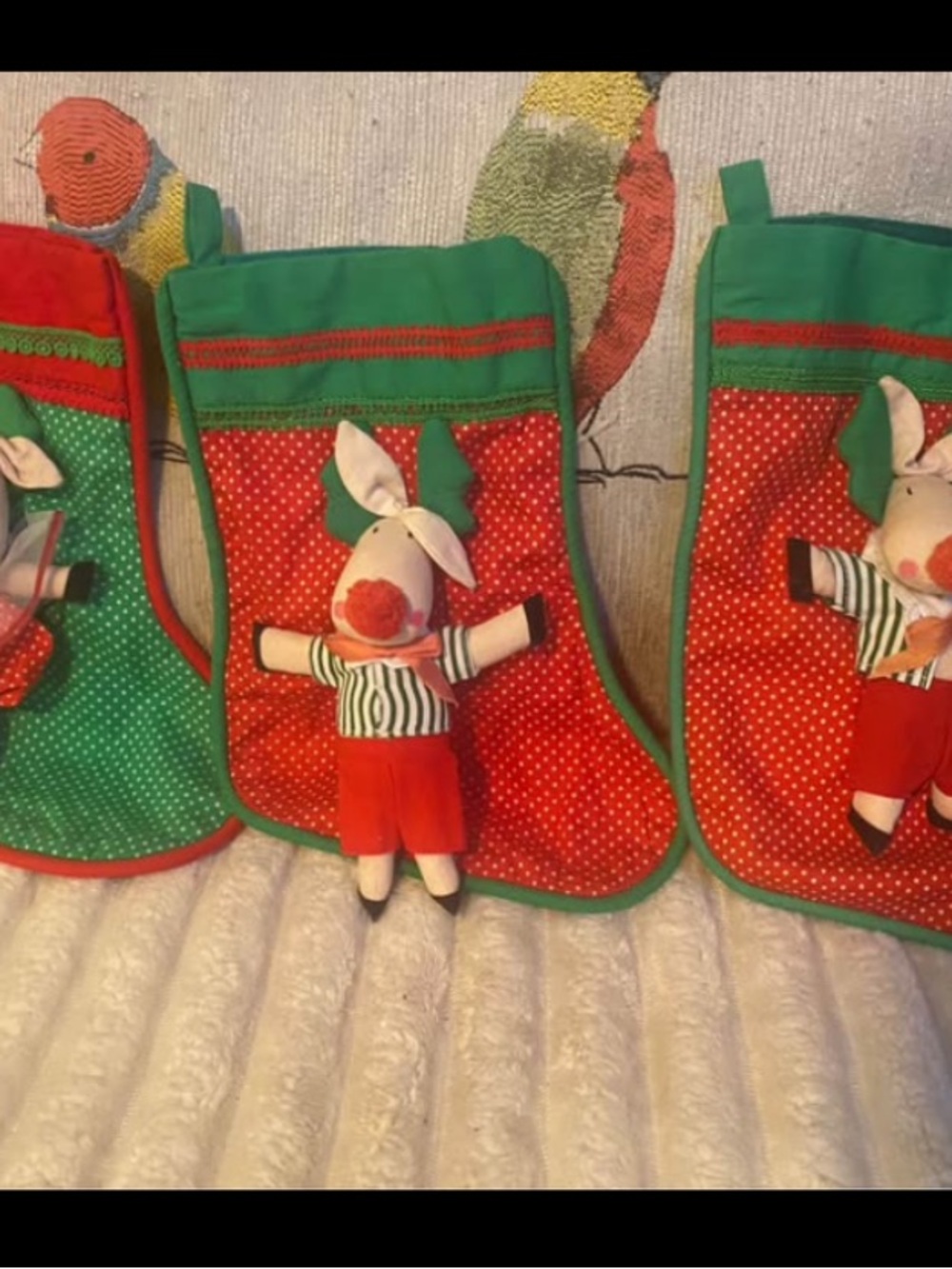 House of Hatten  Holiday Stocking with Plush Reindeer Accents